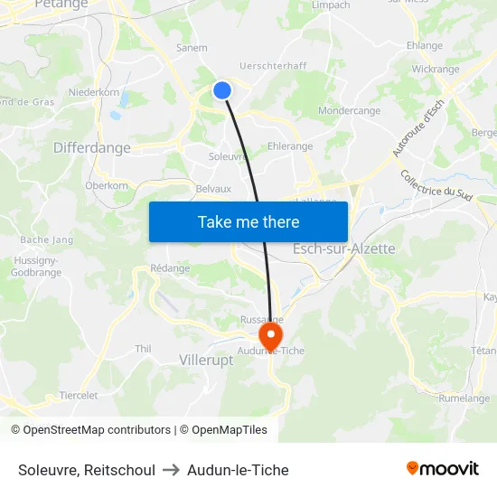Soleuvre, Reitschoul to Audun-le-Tiche map