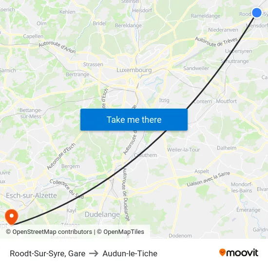 Roodt-Sur-Syre, Gare to Audun-le-Tiche map