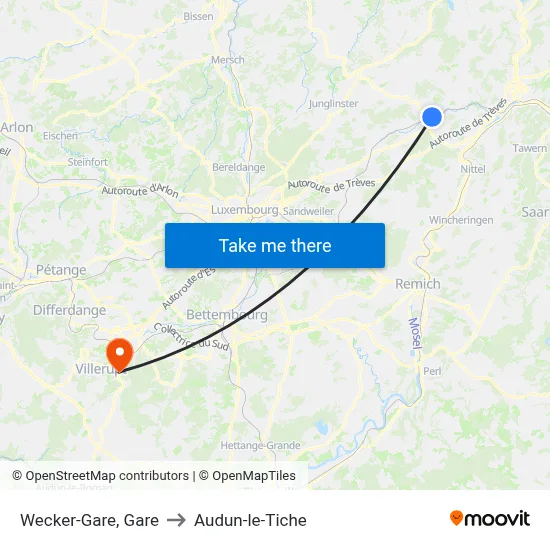 Wecker-Gare, Gare to Audun-le-Tiche map