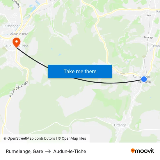 Rumelange, Gare to Audun-le-Tiche map