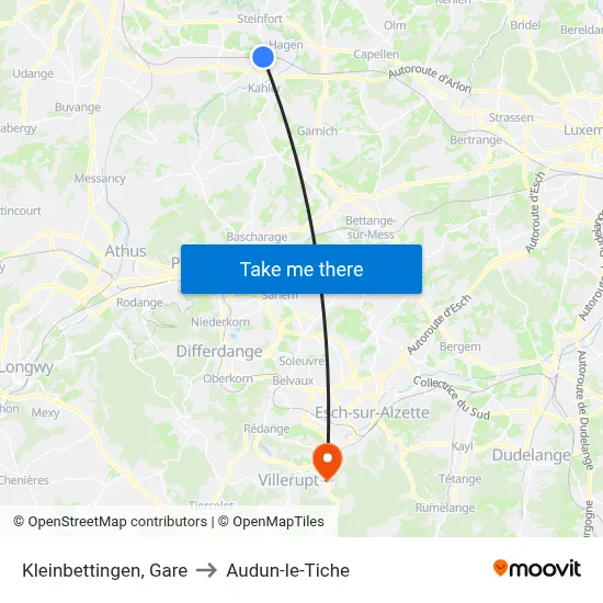Kleinbettingen, Gare to Audun-le-Tiche map