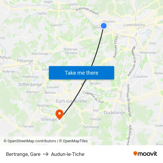 Bertrange, Gare to Audun-le-Tiche map
