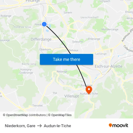 Niederkorn, Gare to Audun-le-Tiche map