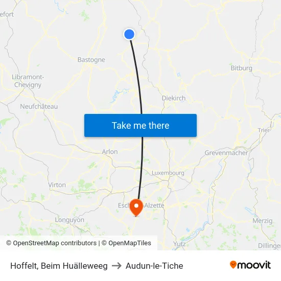 Hoffelt, Beim Huälleweeg to Audun-le-Tiche map