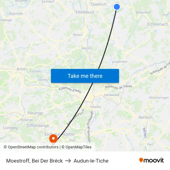 Moestroff, Bei Der Bréck to Audun-le-Tiche map