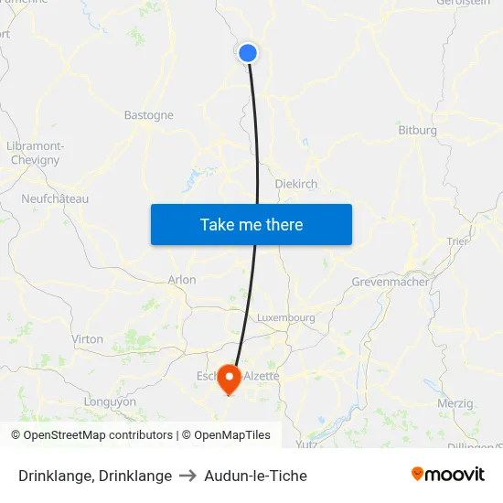 Drinklange, Drinklange to Audun-le-Tiche map