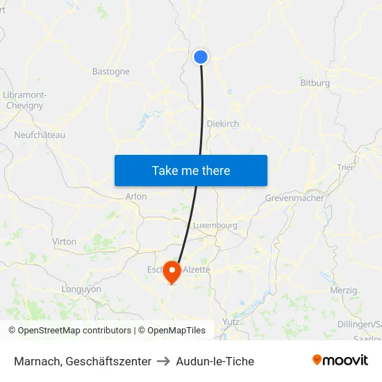 Marnach, Geschäftszenter to Audun-le-Tiche map