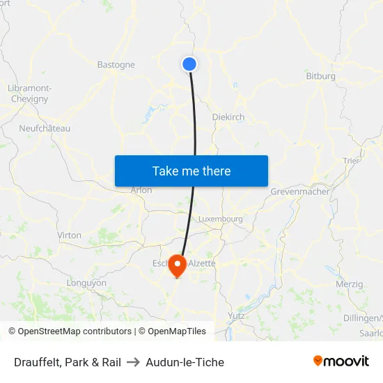 Drauffelt, Park & Rail to Audun-le-Tiche map