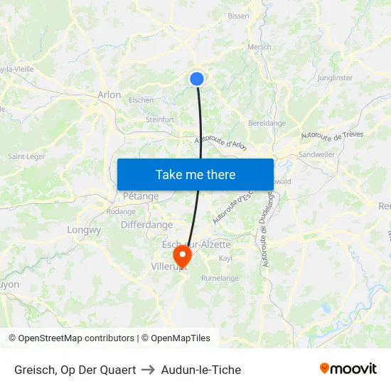 Greisch, Op Der Quaert to Audun-le-Tiche map