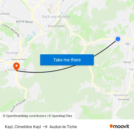 Kayl, Cimetière Kayl to Audun-le-Tiche map