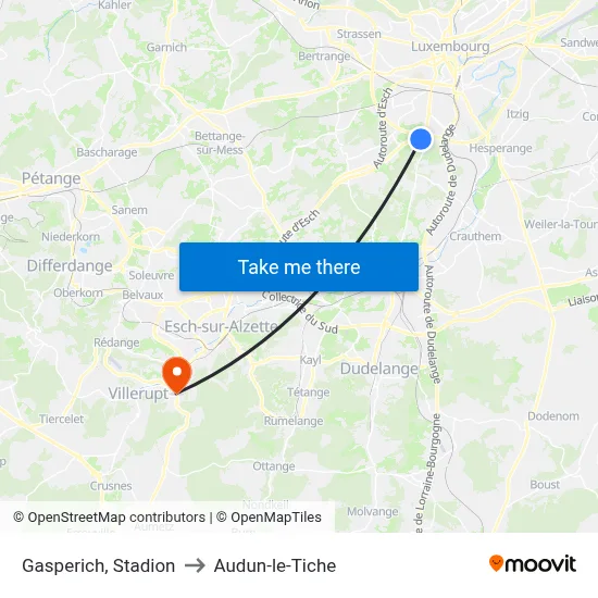 Gasperich, Stadion to Audun-le-Tiche map