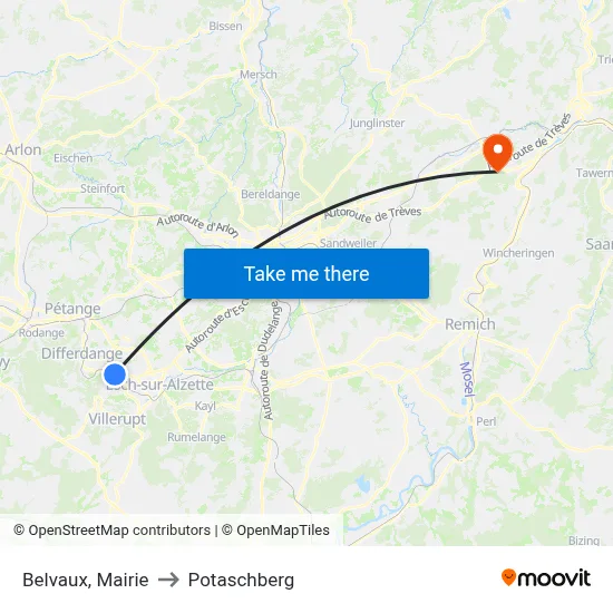 Belvaux, Mairie to Potaschberg map