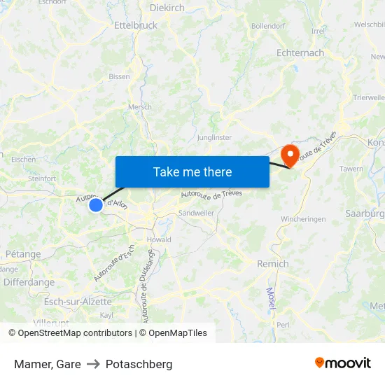 Mamer, Gare to Potaschberg map