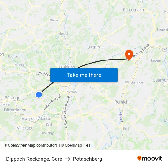 Dippach-Reckange, Gare to Potaschberg map