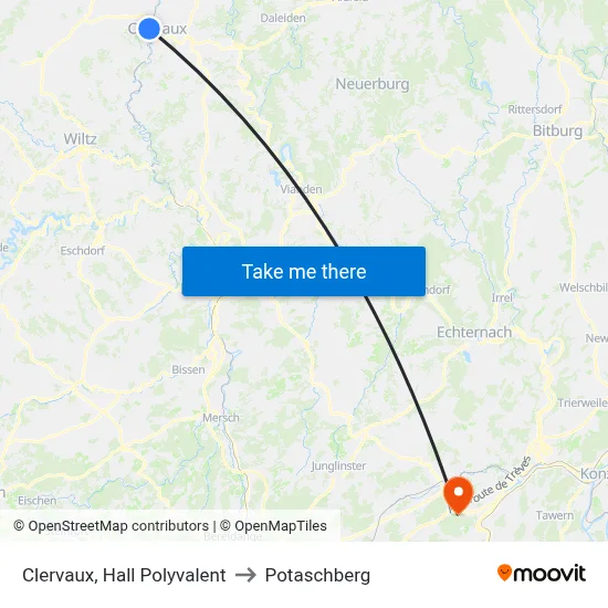 Clervaux, Hall Polyvalent to Potaschberg map