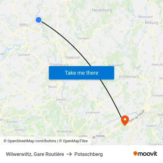 Wilwerwiltz, Gare Routière to Potaschberg map