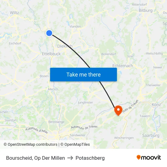 Bourscheid, Op Der Millen to Potaschberg map