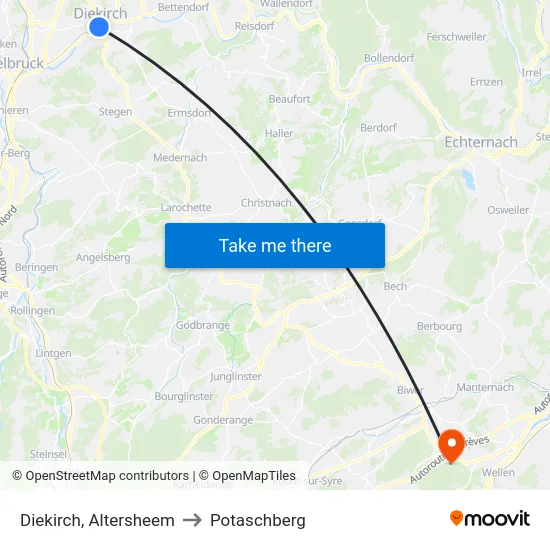Diekirch, Altersheem to Potaschberg map