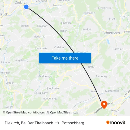 Diekirch, Bei Der Tirelbaach to Potaschberg map