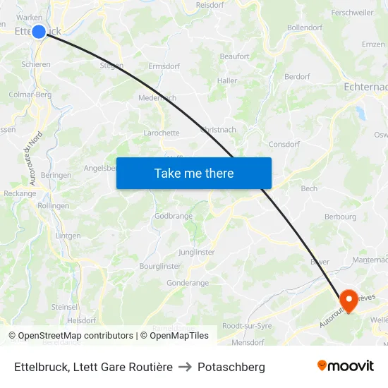 Ettelbruck, Ltett Gare Routière to Potaschberg map