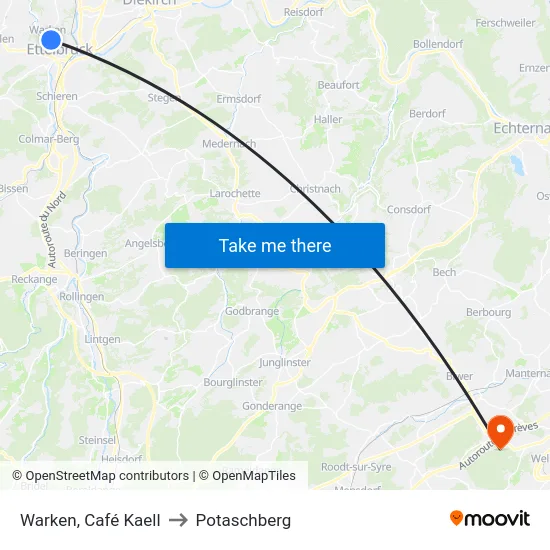 Warken, Café Kaell to Potaschberg map