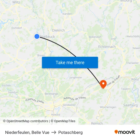 Niederfeulen, Belle Vue to Potaschberg map
