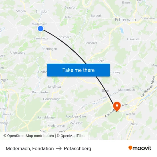 Medernach, Fondation to Potaschberg map