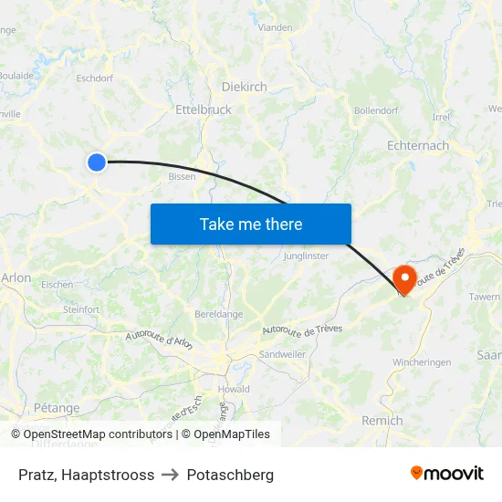 Pratz, Haaptstrooss to Potaschberg map