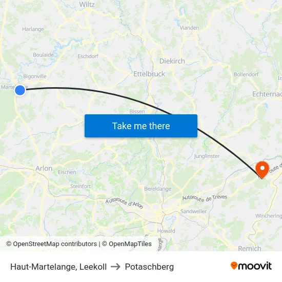 Haut-Martelange, Leekoll to Potaschberg map