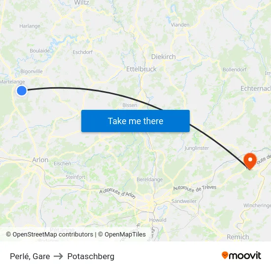 Perlé, Gare to Potaschberg map