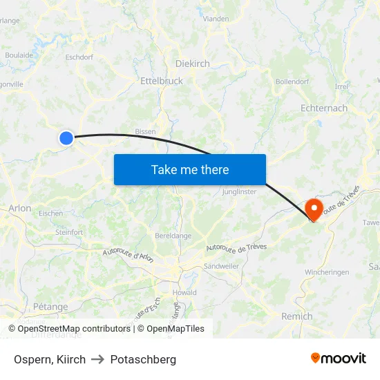 Ospern, Kiirch to Potaschberg map