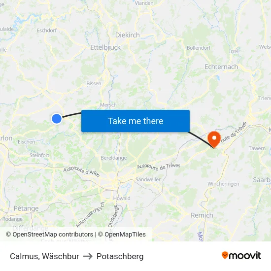 Calmus, Wäschbur to Potaschberg map