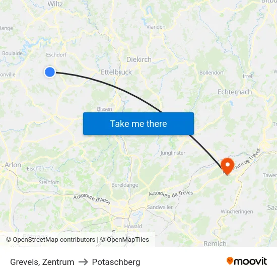 Grevels, Zentrum to Potaschberg map