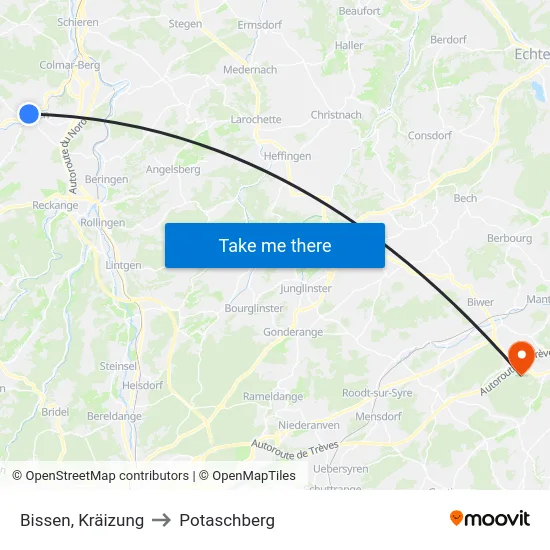 Bissen, Kräizung to Potaschberg map