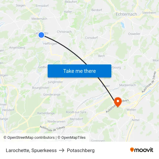 Larochette, Spuerkeess to Potaschberg map