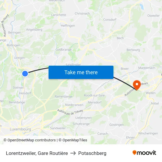 Lorentzweiler, Gare Routière to Potaschberg map