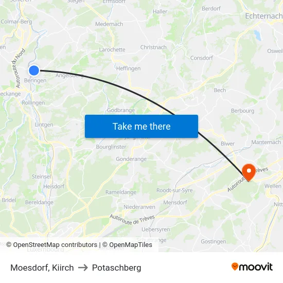 Moesdorf, Kiirch to Potaschberg map