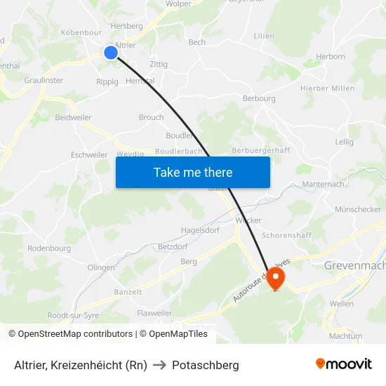 Altrier, Kreizenhéicht (Rn) to Potaschberg map