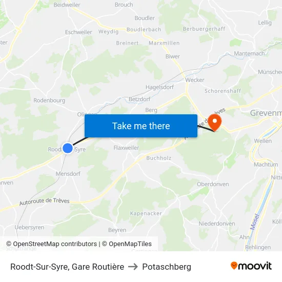 Roodt-Sur-Syre, Gare Routière to Potaschberg map