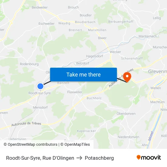 Roodt-Sur-Syre, Rue D'Olingen to Potaschberg map