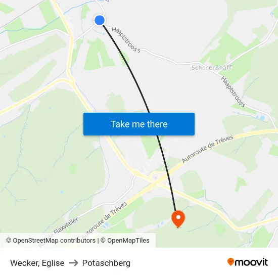 Wecker, Eglise to Potaschberg map