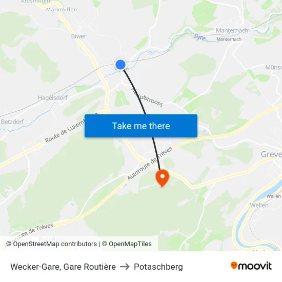 Wecker-Gare, Gare Routière to Potaschberg map