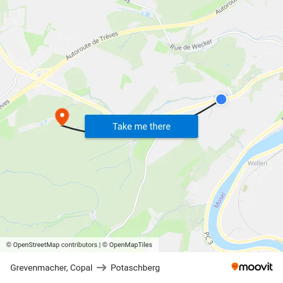 Grevenmacher, Copal to Potaschberg map
