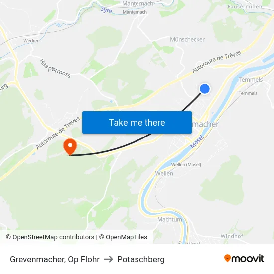 Grevenmacher, Op Flohr to Potaschberg map