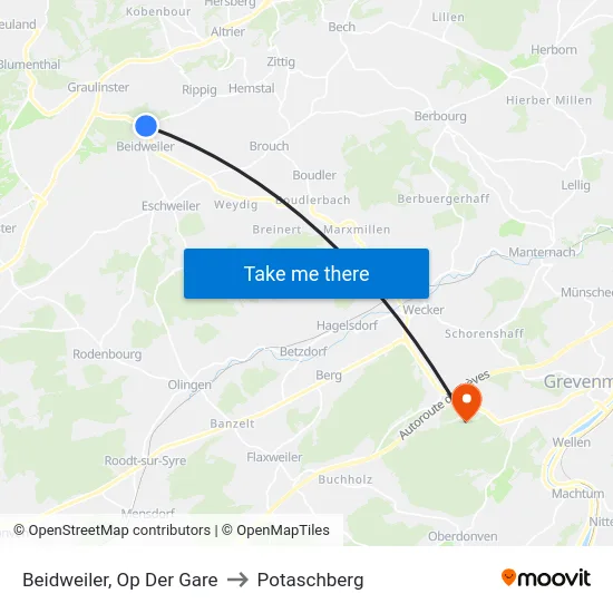 Beidweiler, Op Der Gare to Potaschberg map