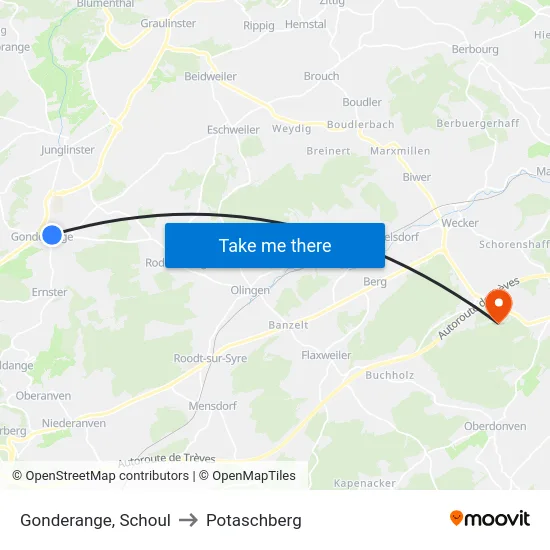 Gonderange, Schoul to Potaschberg map