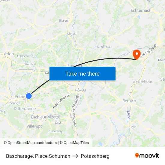 Bascharage, Place Schuman to Potaschberg map