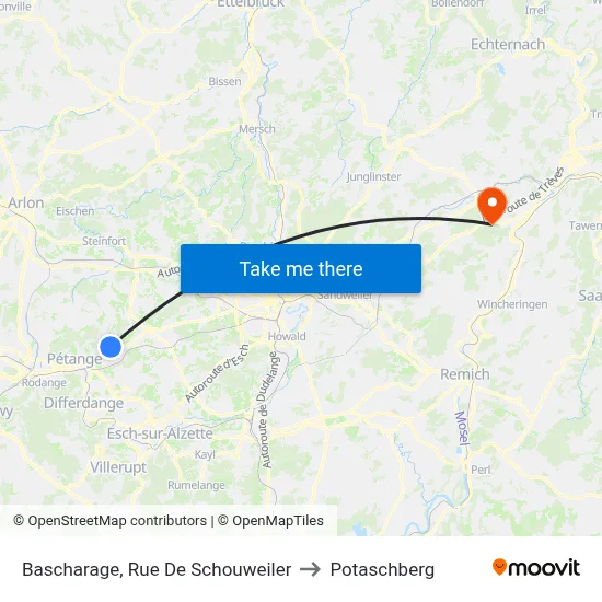 Bascharage, Rue De Schouweiler to Potaschberg map