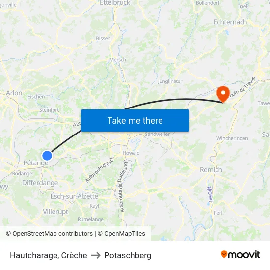 Hautcharage, Crèche to Potaschberg map