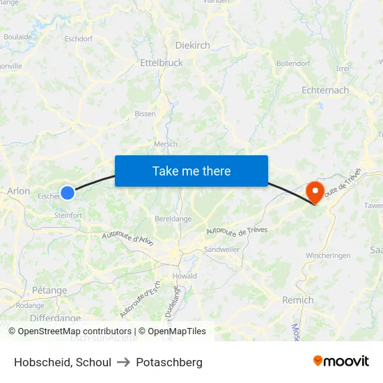 Hobscheid, Schoul to Potaschberg map